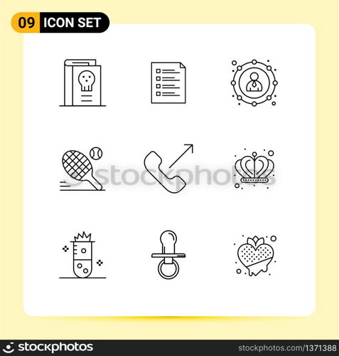 9 Outline concept for Websites Mobile and Apps ball, money, list, leader, banking Editable Vector Design Elements