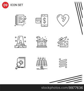 9 Outline concept for Websites Mobile and Apps city, siren, payment, police, alert Editable Vector Design Elements