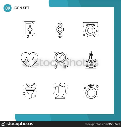 9 Outline concept for Websites Mobile and Apps exercise, pulse, commerce, heartbeat, ecg Editable Vector Design Elements