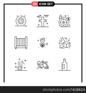 9 Outline concept for Websites Mobile and Apps mardi gras, toy, yard, mobile, baby Editable Vector Design Elements