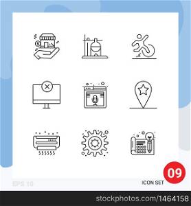 9 Outline concept for Websites Mobile and Apps monitor, gadget, business, devices, leave Editable Vector Design Elements