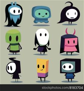 9 simple cute monster illustration character collection