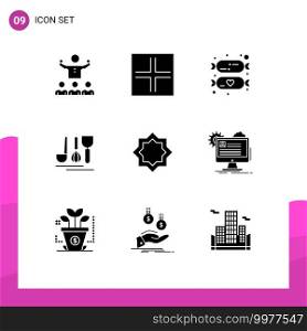 9 Solid Glyph concept for Websites Mobile and Apps art, service, view, hotel, sweets Editable Vector Design Elements
