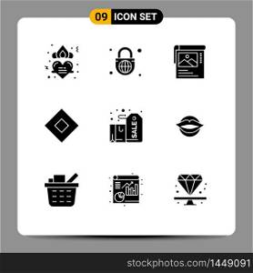 9 Solid Glyph concept for Websites Mobile and Apps box, symbols, cleander, symbolism, sign Editable Vector Design Elements