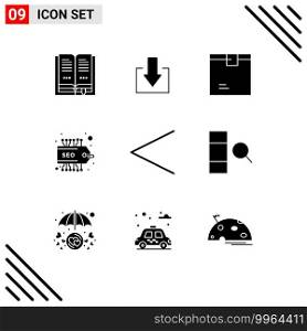 9 Solid Glyph concept for Websites Mobile and Apps column, left, goods, arrow, seo Editable Vector Design Elements