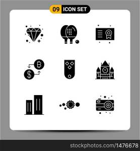 9 Solid Glyph concept for Websites Mobile and Apps diamonds, money, academic degree, digital, diploma Editable Vector Design Elements