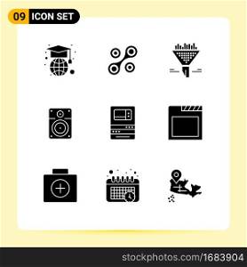 9 Solid Glyph concept for Websites Mobile and Apps money, bank, funnel, atm, music Editable Vector Design Elements