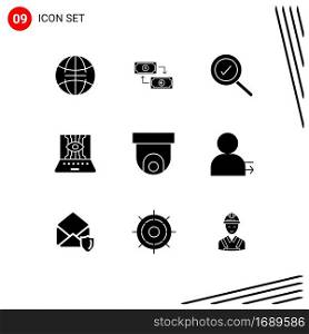 9 Solid Glyph concept for Websites Mobile and Apps technology, engineering, financial, computer sciences, search Editable Vector Design Elements