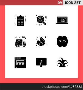 9 Solid Glyph concept for Websites Mobile and Apps truck, life, red, city, lost Editable Vector Design Elements