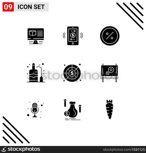 9 Solid Glyph concept for Websites Mobile and Apps wine, alcohol, commerce, label, market Editable Vector Design Elements