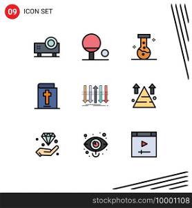 9 Thematic Vector Filledline Flat Colors and Editable Symbols of individuality, distinction, lab, business, holiday Editable Vector Design Elements