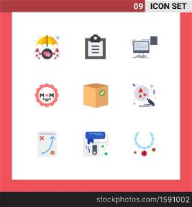 9 Thematic Vector Flat Colors and Editable Symbols of box, mother, resume, love, document Editable Vector Design Elements