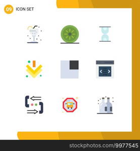 9 Thematic Vector Flat Colors and Editable Symbols of communication, layout, glass, expand, down Editable Vector Design Elements