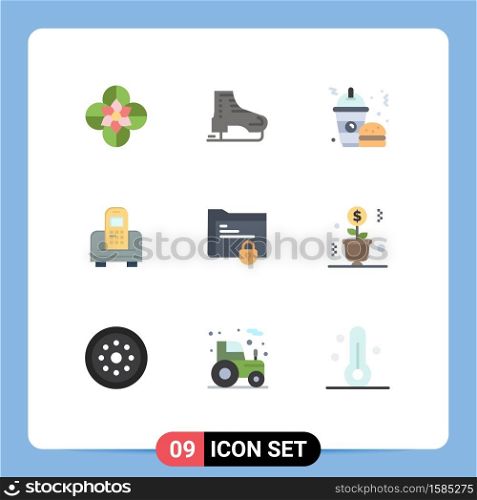 9 Thematic Vector Flat Colors and Editable Symbols of document, cell, scandinavia, mobile, frappe Editable Vector Design Elements