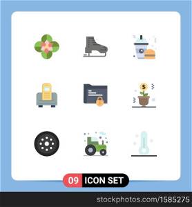 9 Thematic Vector Flat Colors and Editable Symbols of document, cell, scandinavia, mobile, frappe Editable Vector Design Elements