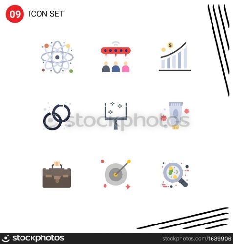 9 Thematic Vector Flat Colors and Editable Symbols of dustpan, fashion, business, earrings, accessorize Editable Vector Design Elements