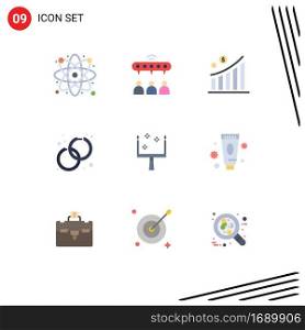 9 Thematic Vector Flat Colors and Editable Symbols of dustpan, fashion, business, earrings, accessorize Editable Vector Design Elements