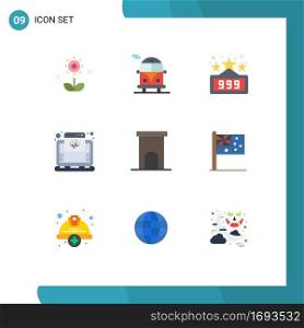 9 Thematic Vector Flat Colors and Editable Symbols of house, architecture, high score, online, hosting Editable Vector Design Elements