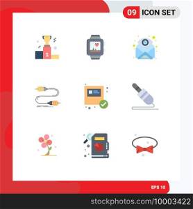 9 Thematic Vector Flat Colors and Editable Symbols of marketing, communication, heart, buzz, find Editable Vector Design Elements
