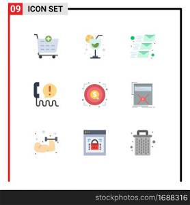 9 Thematic Vector Flat Colors and Editable Symbols of money, marketing, mailing, help, center Editable Vector Design Elements