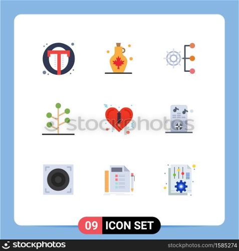 9 Thematic Vector Flat Colors and Editable Symbols of nature, forest, water pot, organization, corporate Editable Vector Design Elements