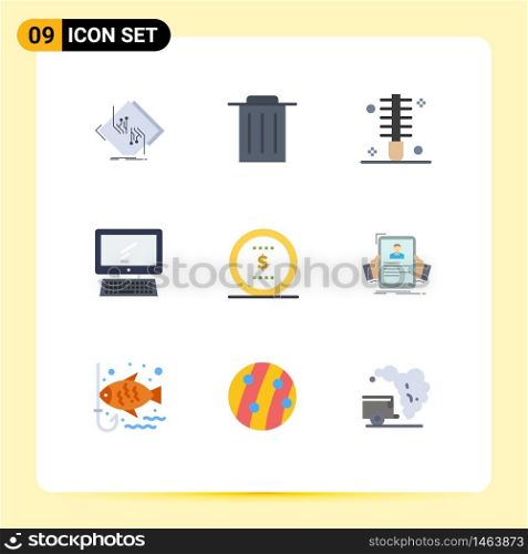 9 Thematic Vector Flat Colors and Editable Symbols of pc, device, beauty, monitor, salon Editable Vector Design Elements