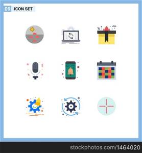 9 Thematic Vector Flat Colors and Editable Symbols of record, day, reporting, birthday, package Editable Vector Design Elements