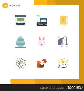 9 Thematic Vector Flat Colors and Editable Symbols of spring, egg, vehicle, easter, mail Editable Vector Design Elements