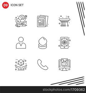 9 Thematic Vector Outlines and Editable Symbols of eco, user, routine, man, school Editable Vector Design Elements