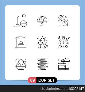 9 Thematic Vector Outlines and Editable Symbols of fake, sound, money, microphone, support Editable Vector Design Elements