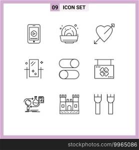 9 Thematic Vector Outlines and Editable Symbols of layout, reflection, heart, mirror, dresser Editable Vector Design Elements