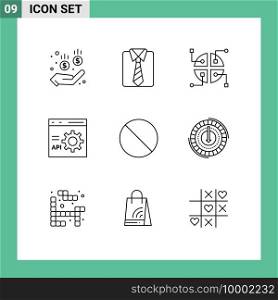 9 Thematic Vector Outlines and Editable Symbols of no, cancel, network, programming, develop Editable Vector Design Elements