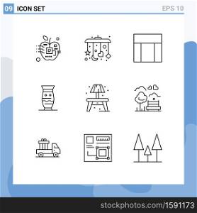 9 Thematic Vector Outlines and Editable Symbols of pottery, india, layout, global, ceramic Editable Vector Design Elements