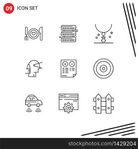 9 Thematic Vector Outlines and Editable Symbols of provider, leader, cross, forward, necklace Editable Vector Design Elements