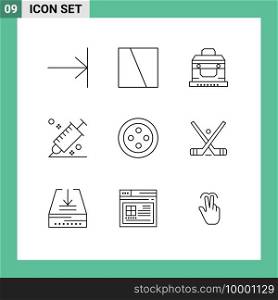9 Thematic Vector Outlines and Editable Symbols of stud, tool, box, picker, colour Editable Vector Design Elements