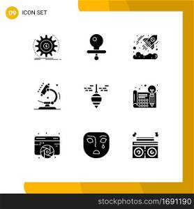 9 Thematic Vector Solid Glyphs and Editable Symbols of bob, science, business, microscope, biology Editable Vector Design Elements