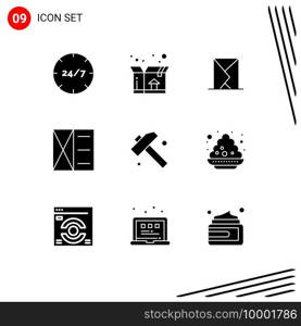 9 Thematic Vector Solid Glyphs and Editable Symbols of construction, man, email, fashion, sent Editable Vector Design Elements