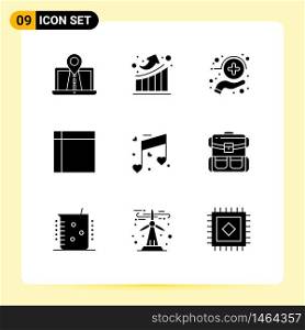9 Thematic Vector Solid Glyphs and Editable Symbols of house, home, up, handkerchief, medicine Editable Vector Design Elements