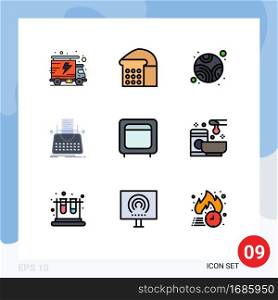 9 Universal Filledline Flat Colors Set for Web and Mobile Applications money, box, space, bank, typewriter Editable Vector Design Elements