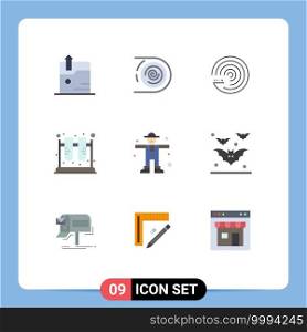 9 Universal Flat Color Signs Symbols of character, science, forecasting, lab, chemistry Editable Vector Design Elements