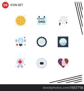 9 Universal Flat Color Signs Symbols of ecommerce, badge, mechanical, solution, business Editable Vector Design Elements