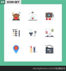 9 Universal Flat Color Signs Symbols of economic, job search, valentine, job, medicine Editable Vector Design Elements