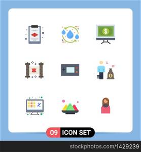 9 Universal Flat Color Signs Symbols of electronics, religion, click, party, hanukkah Editable Vector Design Elements