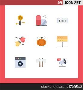 9 Universal Flat Color Signs Symbols of harvest, autumn, led, scandinavia, canada Editable Vector Design Elements