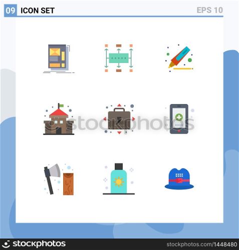 9 Universal Flat Color Signs Symbols of opportunity, school, modern, education, marker&rsquo; Editable Vector Design Elements
