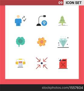 9 Universal Flat Color Signs Symbols of psychology, head, hardware, brain, christmas Editable Vector Design Elements