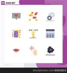 9 Universal Flat Colors Set for Web and Mobile Applications activity, life, disc, hearts, cards Editable Vector Design Elements