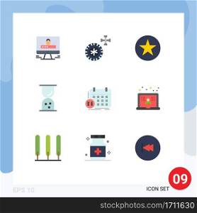 9 Universal Flat Colors Set for Web and Mobile Applications appointment, classes, multimedia, schedule, outline Editable Vector Design Elements