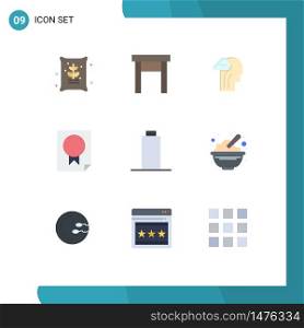 9 Universal Flat Colors Set for Web and Mobile Applications battery, paper, activity, page, award Editable Vector Design Elements
