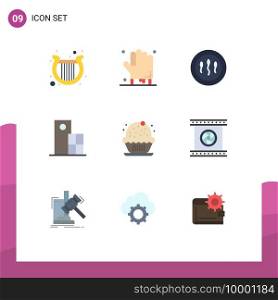9 Universal Flat Colors Set for Web and Mobile Applications birthday, modern, cells, clock, architecture Editable Vector Design Elements
